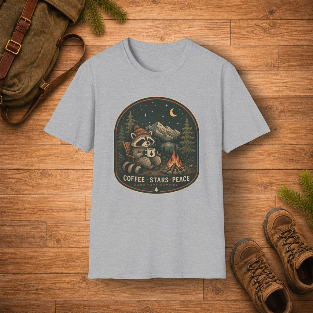 Coffee Stars Peace Raccoon T-Shirt