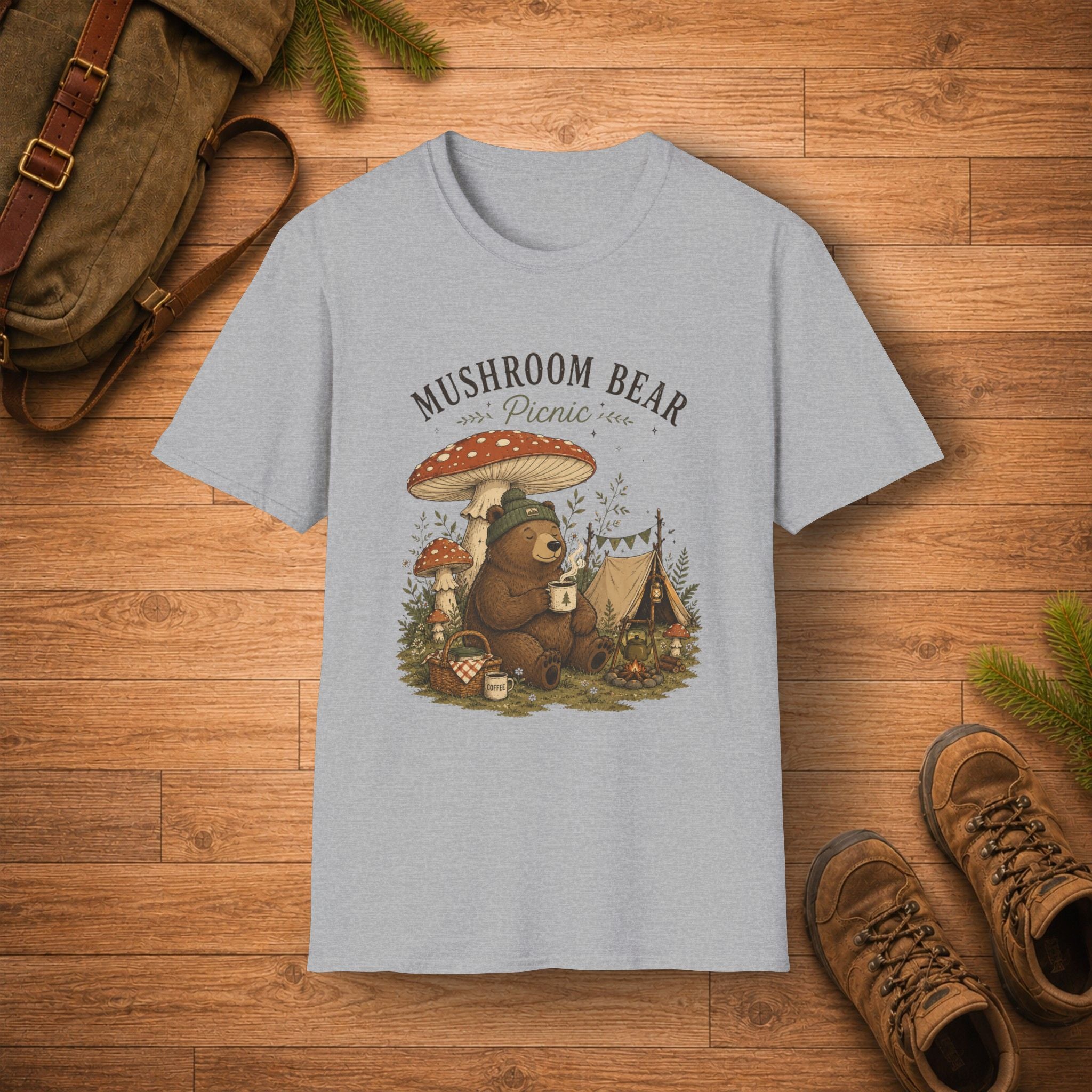 Mushroom Bear Picnic T-Shirt