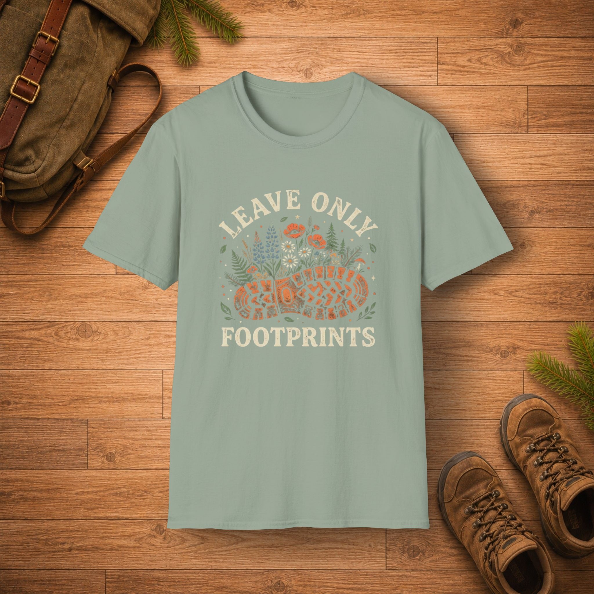 Floral Leave Only FootPrints T‑Shirt