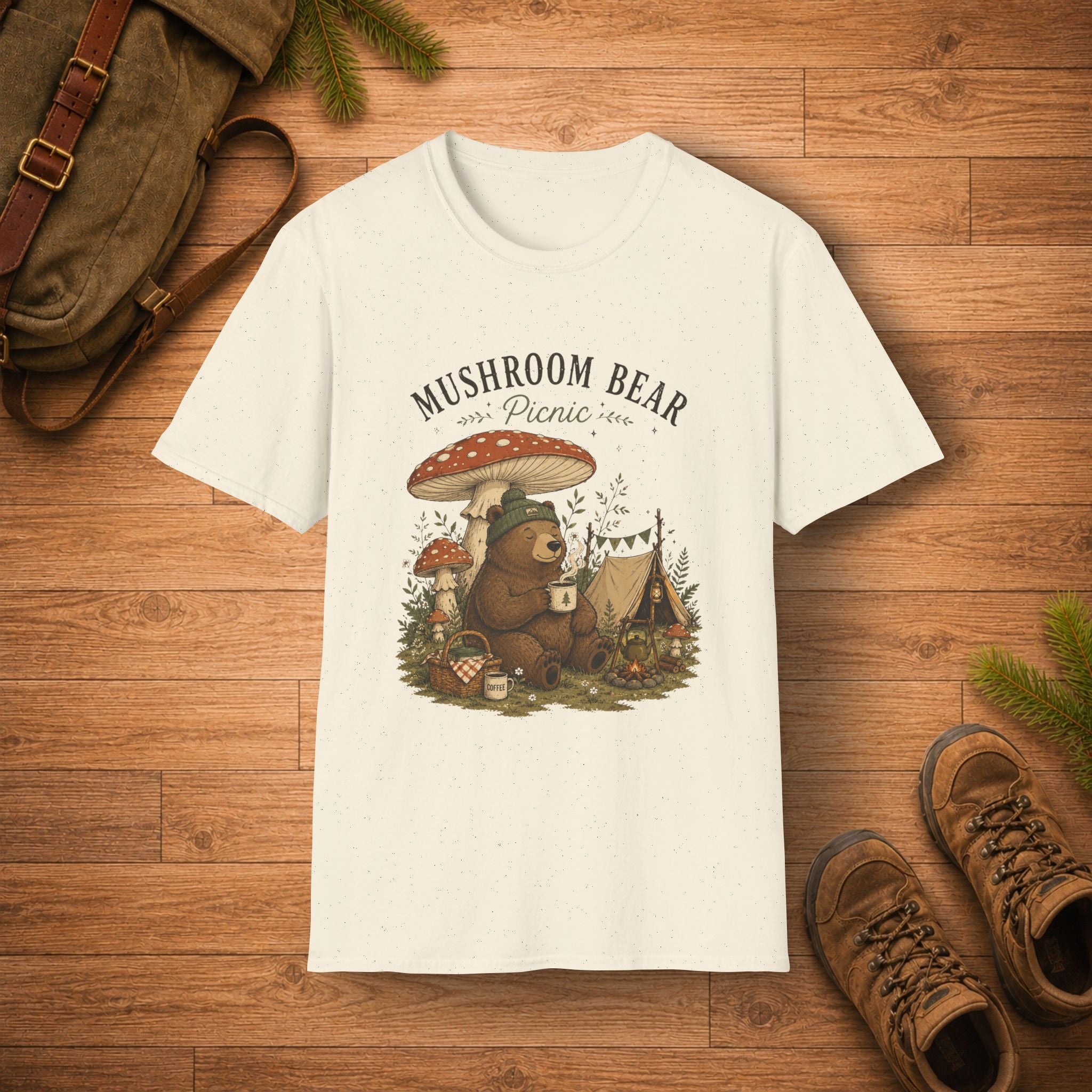 Mushroom Bear Picnic T-Shirt