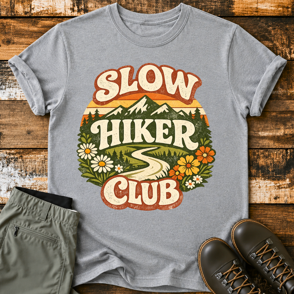 Retro Mountain Slow Hiker Club T‑Shirt