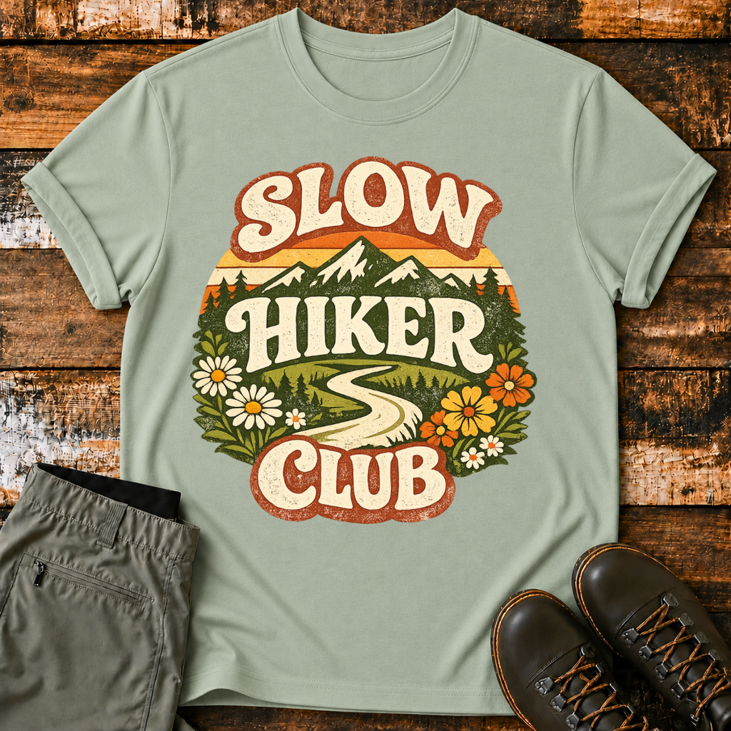 Retro Mountain Slow Hiker Club T‑Shirt
