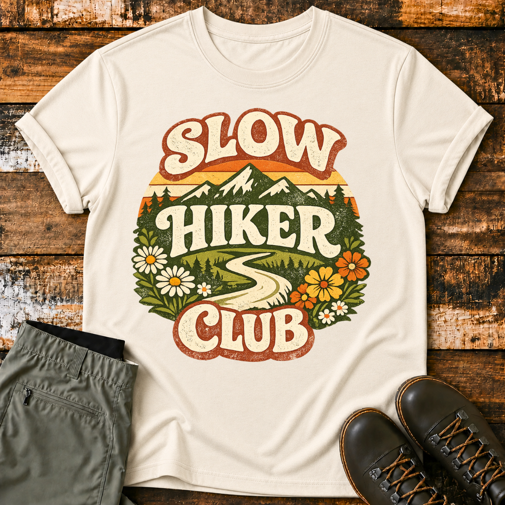 Retro Mountain Slow Hiker Club T‑Shirt