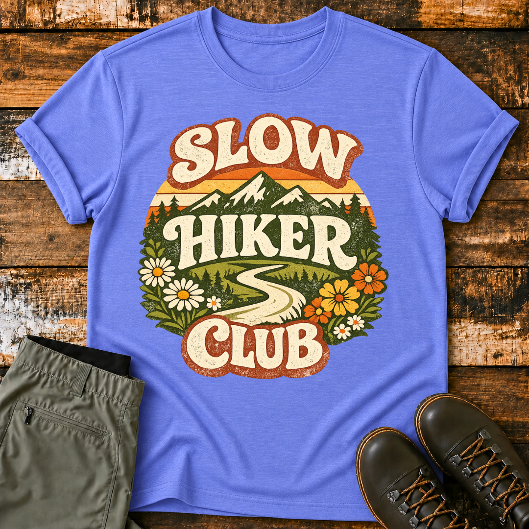 Retro Mountain Slow Hiker Club T‑Shirt