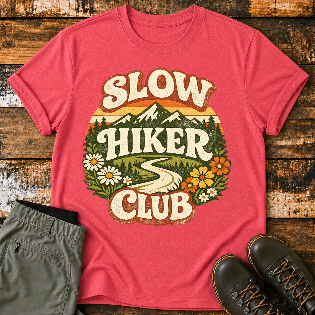 Retro Mountain Slow Hiker Club T‑Shirt