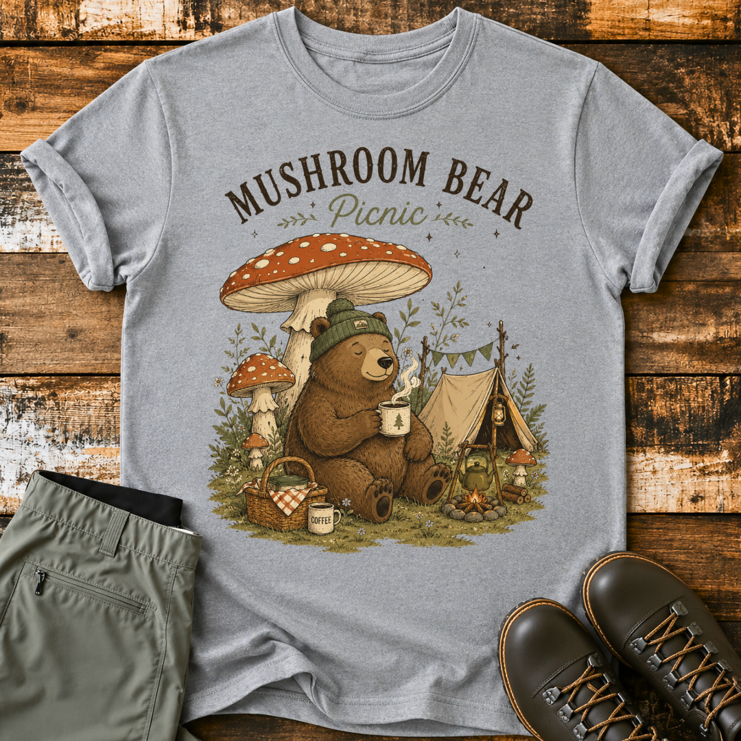 Mushroom Bear Picnic T-Shirt