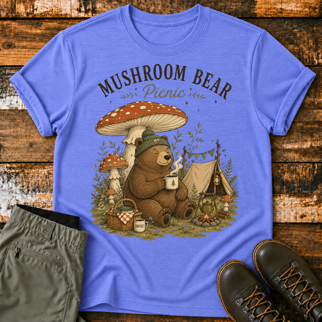 Mushroom Bear Picnic T-Shirt