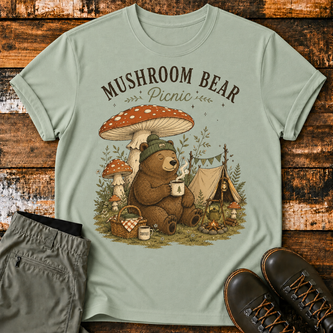 Mushroom Bear Picnic T-Shirt