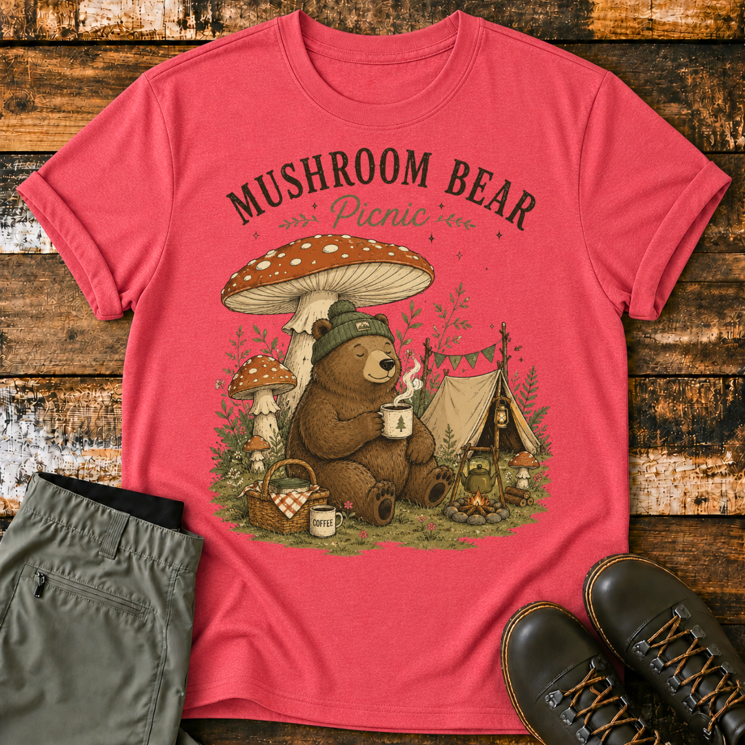 Mushroom Bear Picnic T-Shirt