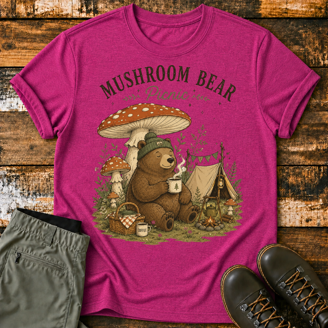 Mushroom Bear Picnic T-Shirt