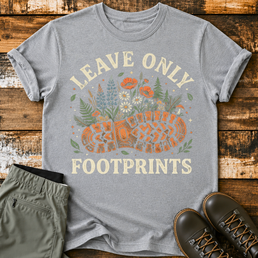 Floral Leave Only FootPrints T‑Shirt