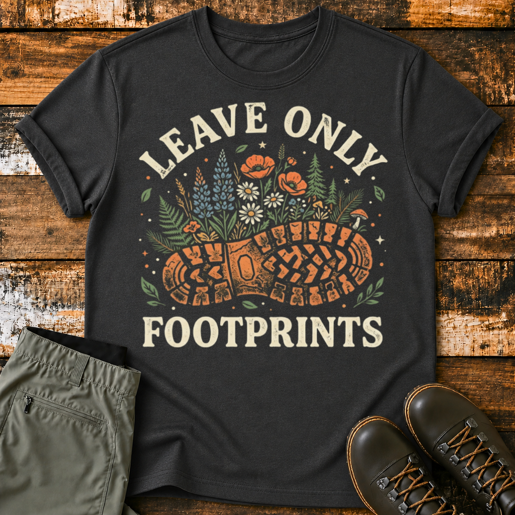 Floral Leave Only FootPrints T‑Shirt