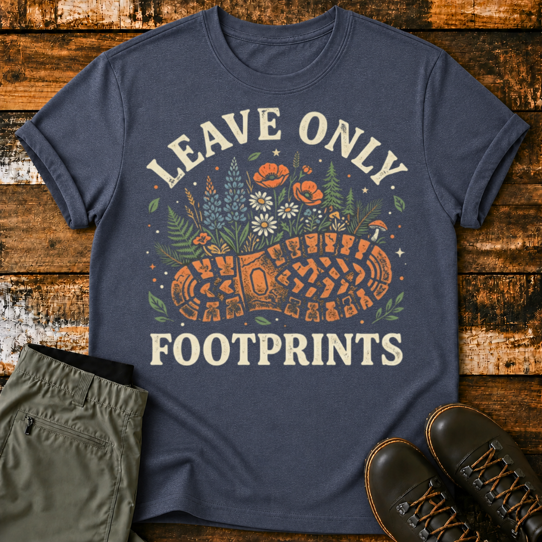 Floral Leave Only FootPrints T‑Shirt