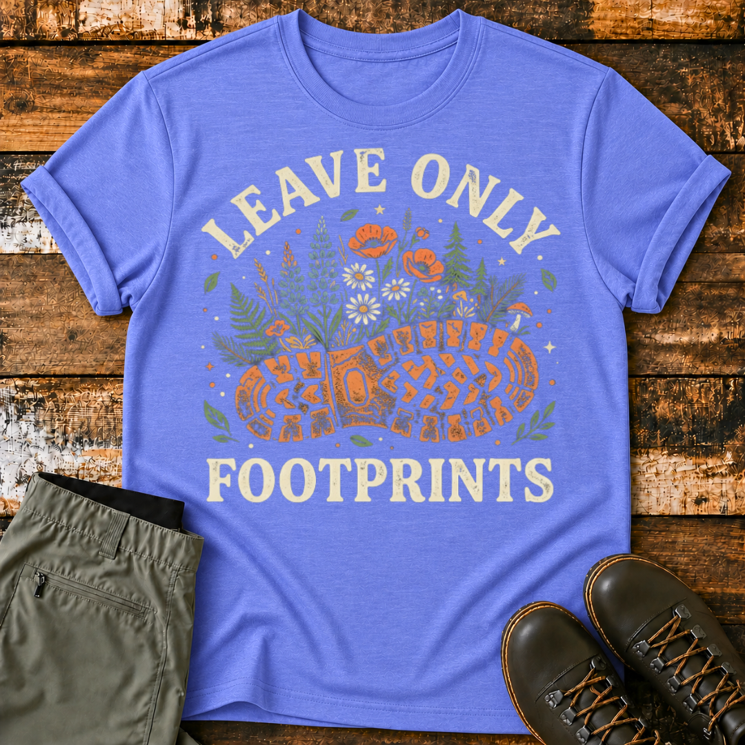 Floral Leave Only FootPrints T‑Shirt