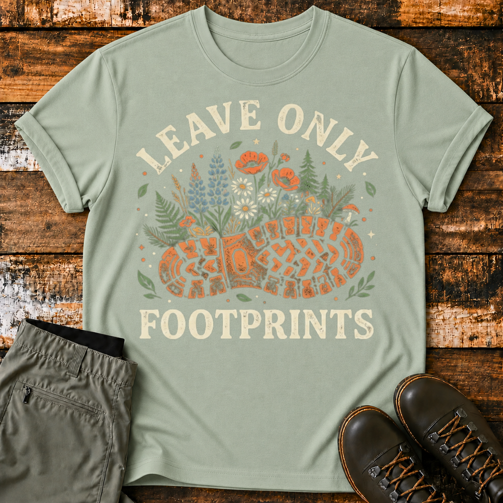Floral Leave Only FootPrints T‑Shirt