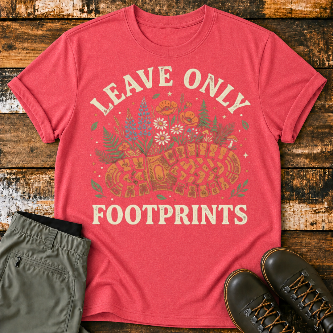 Floral Leave Only FootPrints T‑Shirt
