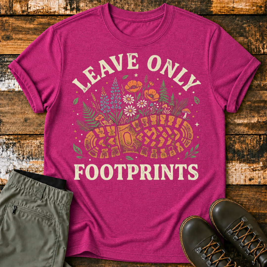 Floral Leave Only FootPrints T‑Shirt