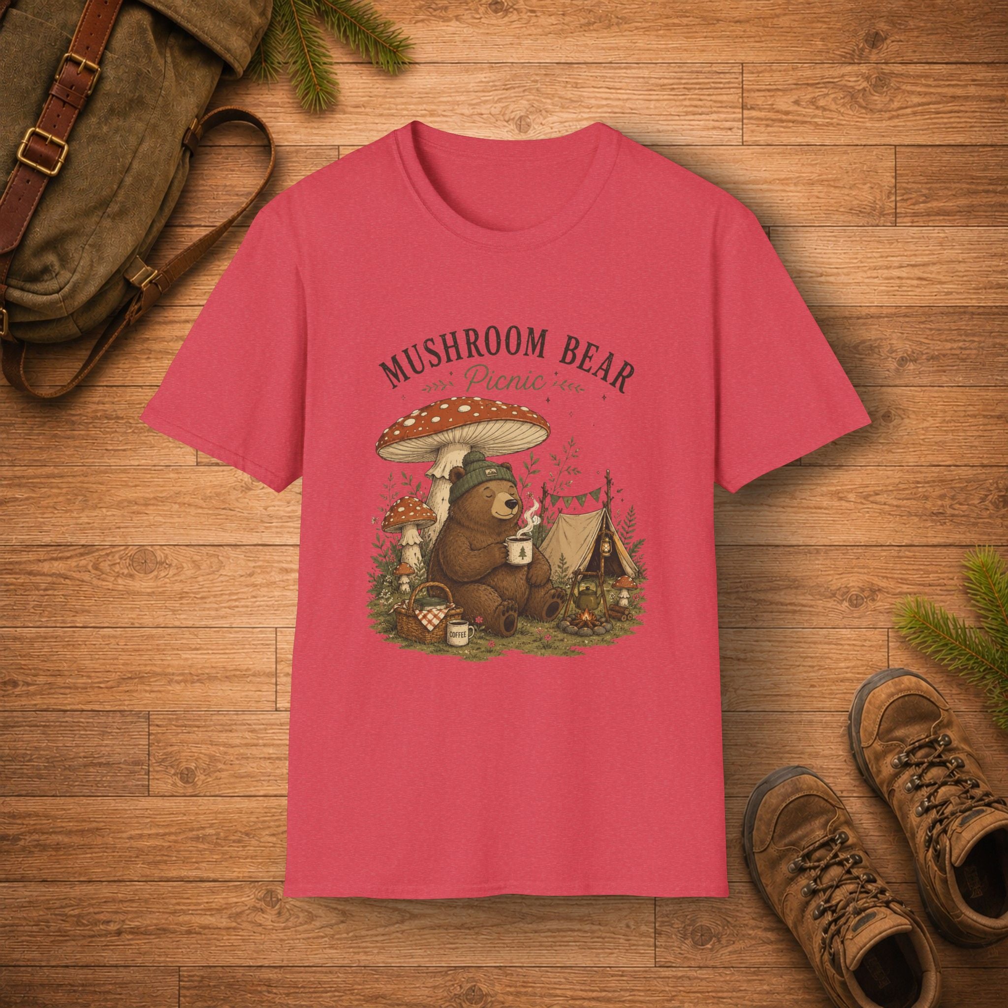 Mushroom Bear Picnic T-Shirt