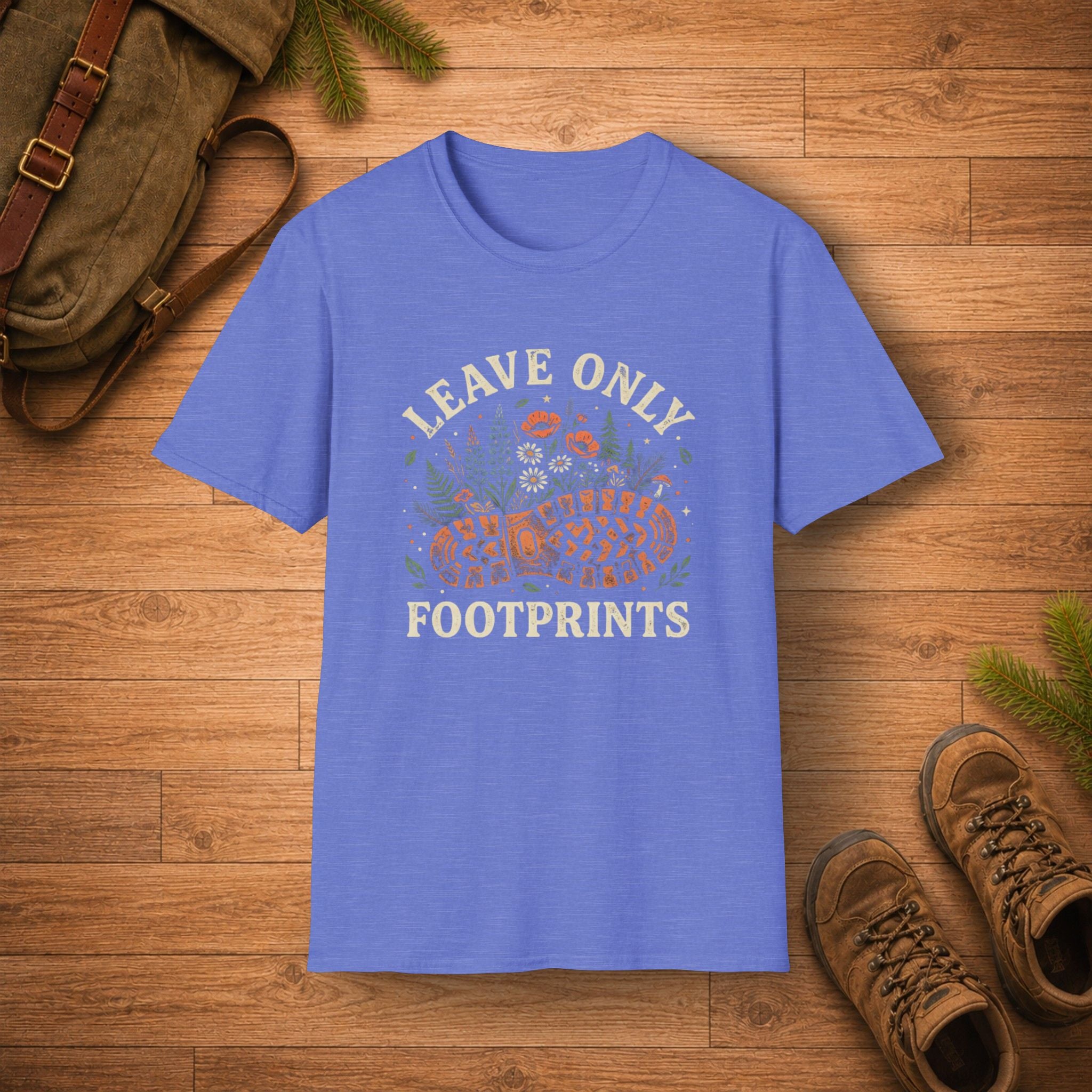 Floral Leave Only FootPrints T‑Shirt