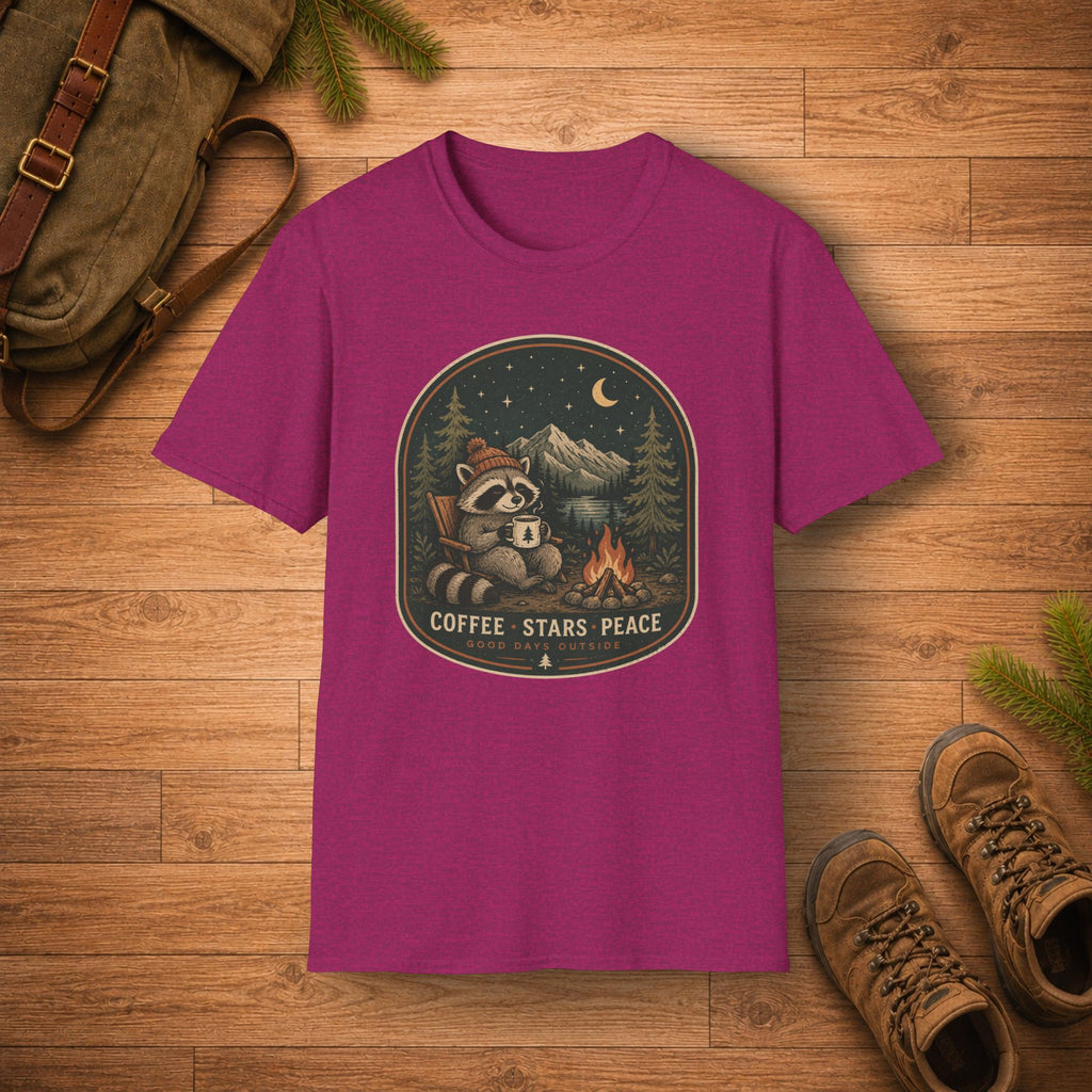 Coffee Stars Peace Raccoon T-Shirt