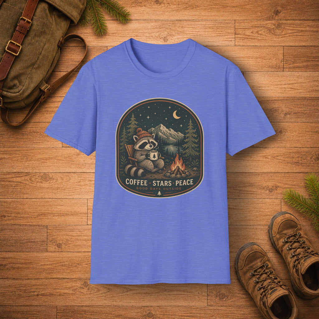 Coffee Stars Peace Raccoon T-Shirt