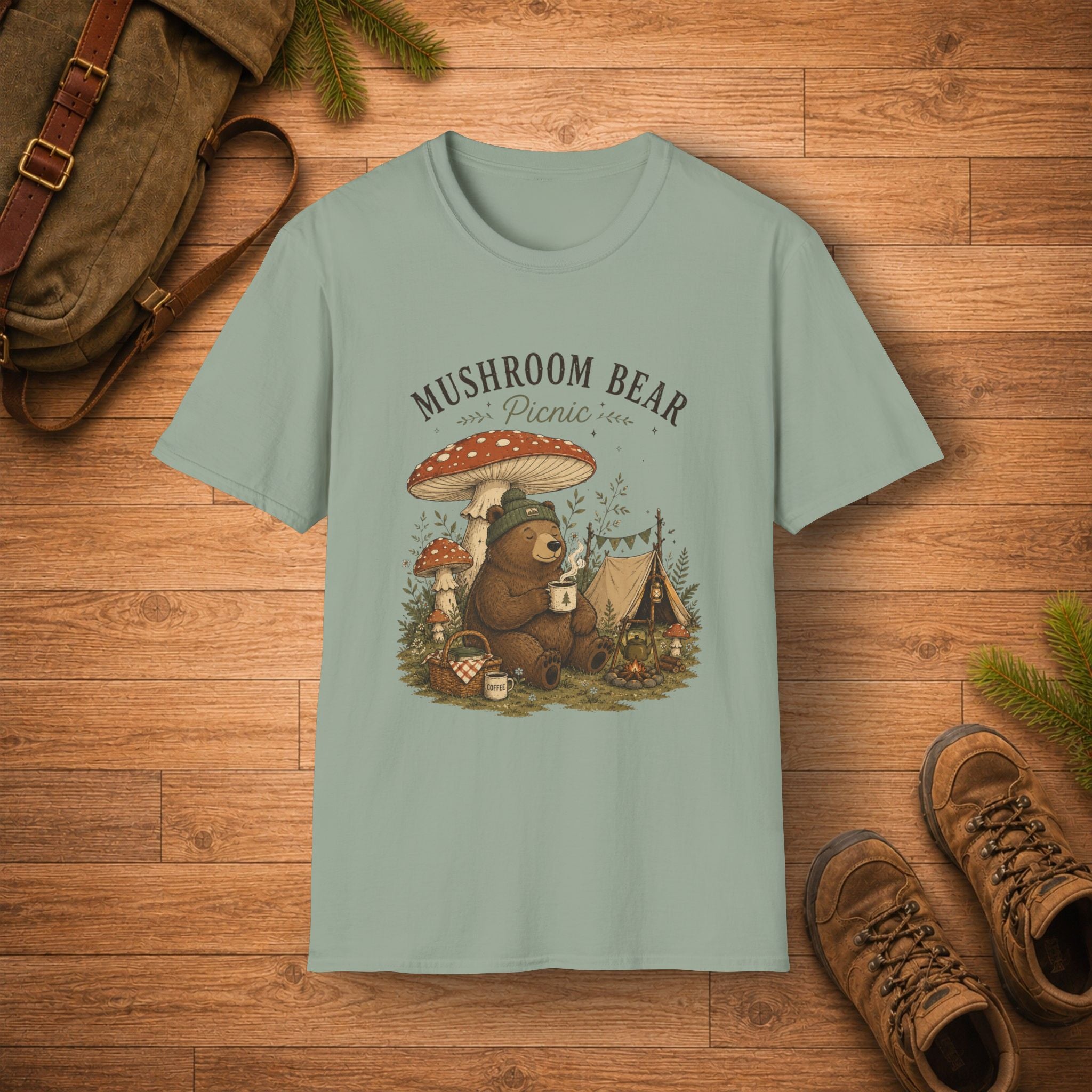 Mushroom Bear Picnic T-Shirt